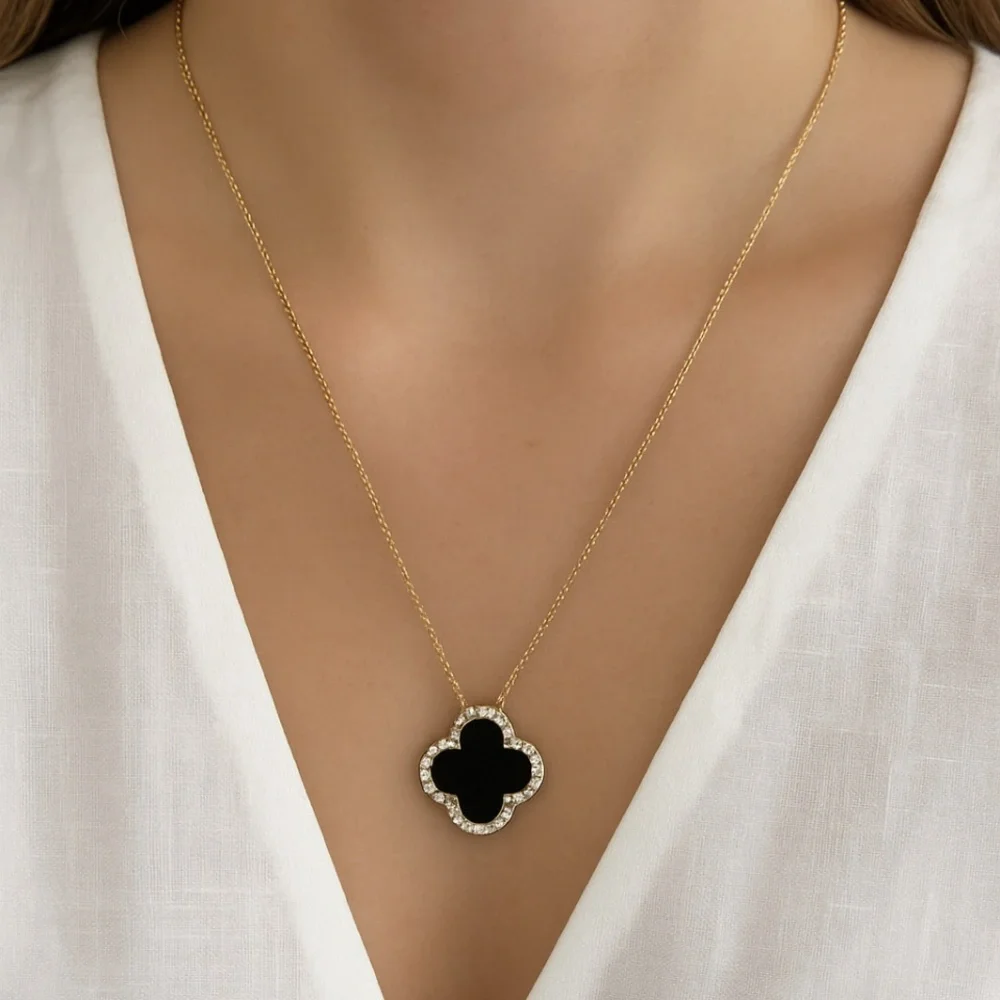 Rachel Zoe Sterling Silver 925 Gold Plated Clever Reversibl Necklace Pearl Onyx - Picture 2 of 16